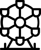 Icon eines Riesenrads, symbolisiert eine Veranstaltung oder Freizeitaktivität.