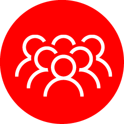 Icon von mehreren stilisierten Figuren, symbolisiert das Team von ViSec.