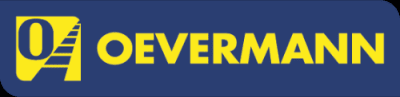 Ein Logo mit dunkelblauem Hintergrund zeigt ein gelbes Symbol und den Schriftzug "OEVERMANN".