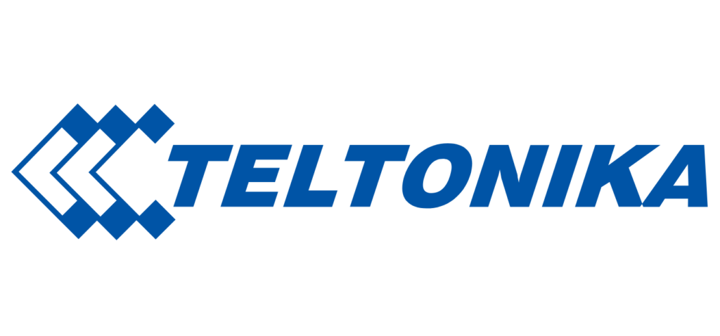 Logo von TELTONIKA: Blaues geometrisches Symbol neben dem Schriftzug "TELTONIKA" auf weißem Hintergrund.