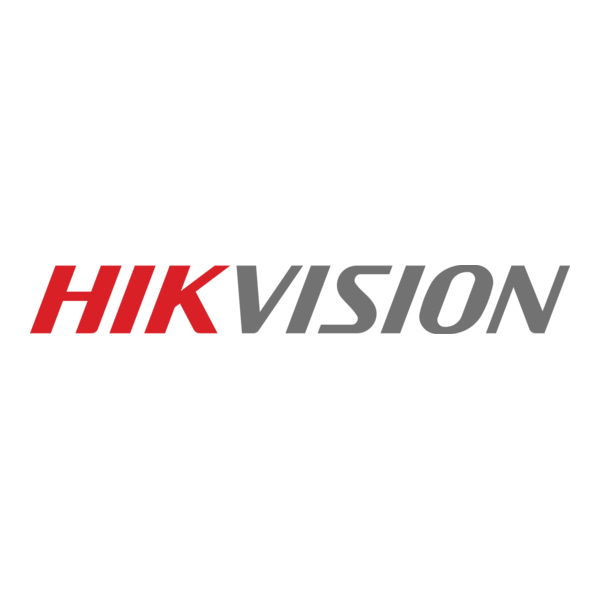 Das Logo von Hikvision zeigt den Schriftzug "HIKVISION" in Rot und Grau auf weißem Hintergrund.